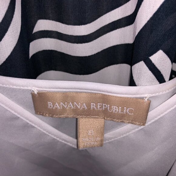 Banana Republic Belted Shirt Dress Dark Blue & White Women's Size 8 - Picture 9 of 13